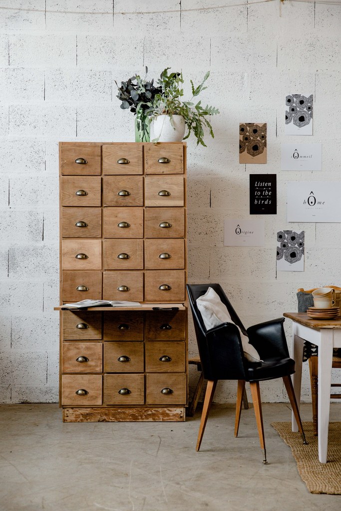 Armoire À Tiroirs En Bois Rétro, Casier De Bureau, Décoration De