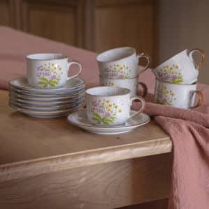 Lot de 6 tasses avec soucoupes « Bertille »