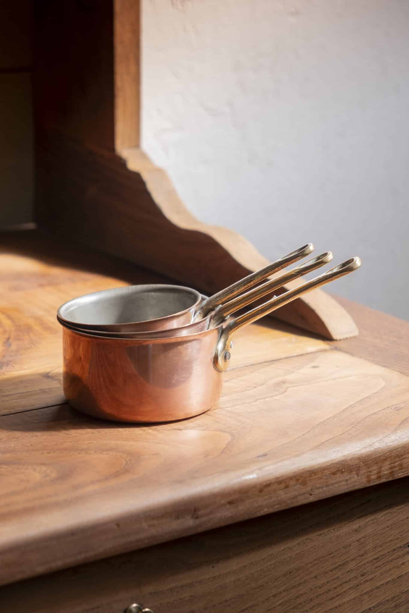 Lot de 3 casseroles en cuivre "Joséphine"